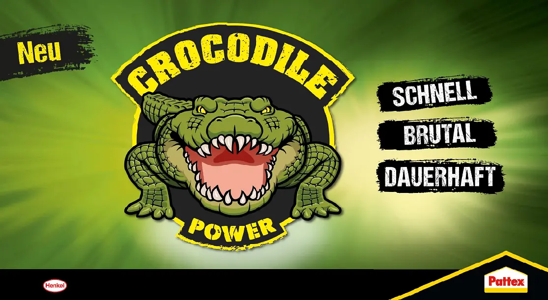 Schnell, brutal, dauerhaft: Mit Pattex Crocodile Power bietet Henkel eine neue Produktserie für Haushalt, Heimwerken und den DIY-Bereich