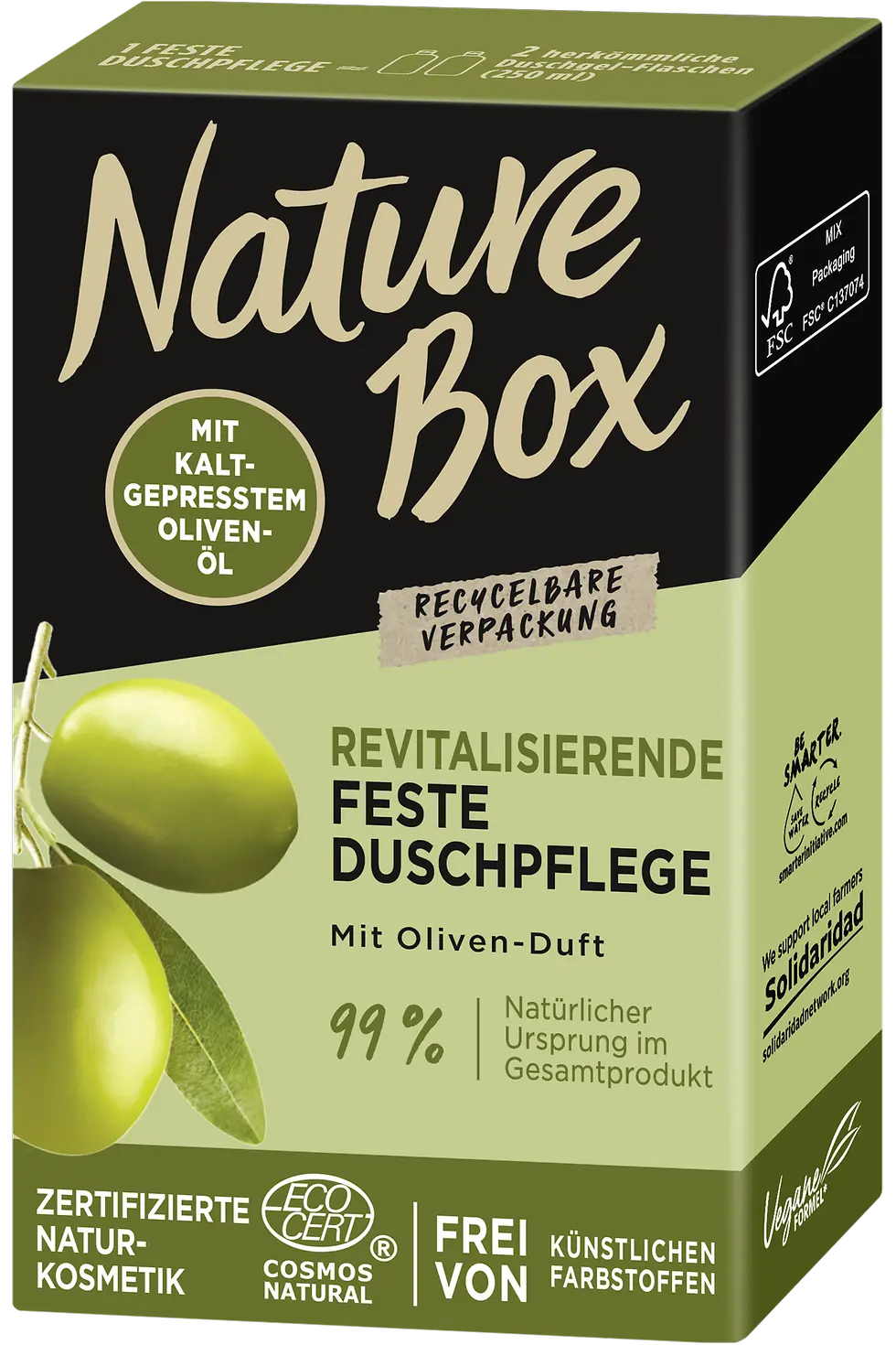 Nature Box Revitalisierende Feste Duschpflege mit Oliven-Duft