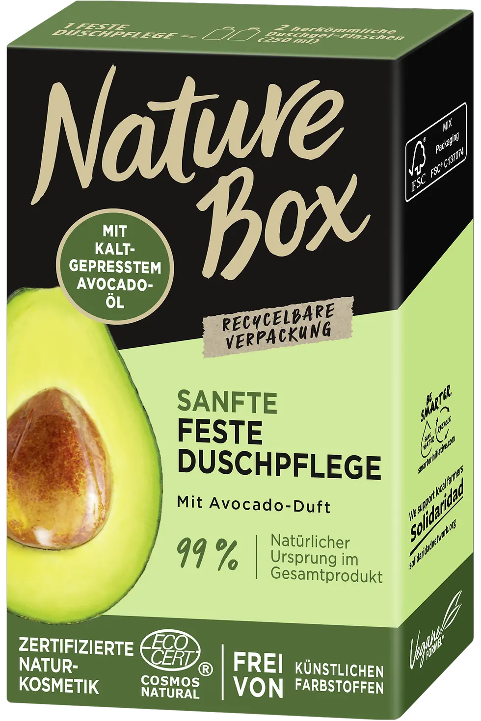 Nature Box Sanfte Feste Duschpflege mit Avocado-Duft