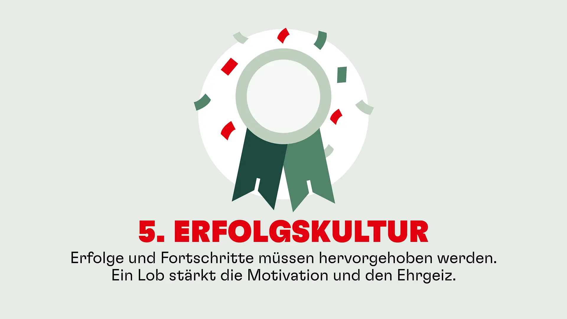 Erfolgskultur: Erfolge und Fortschritte müssen hervorgehoben werden. Ein Lob stärkt die Motivation und den Ehrgeiz.