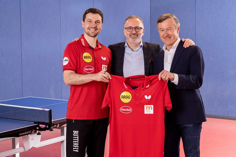 Henkel und Borussia Düsseldorf: Timo Boll, Carsten Knobel, Andreas Preuß (v.l.n.r.)