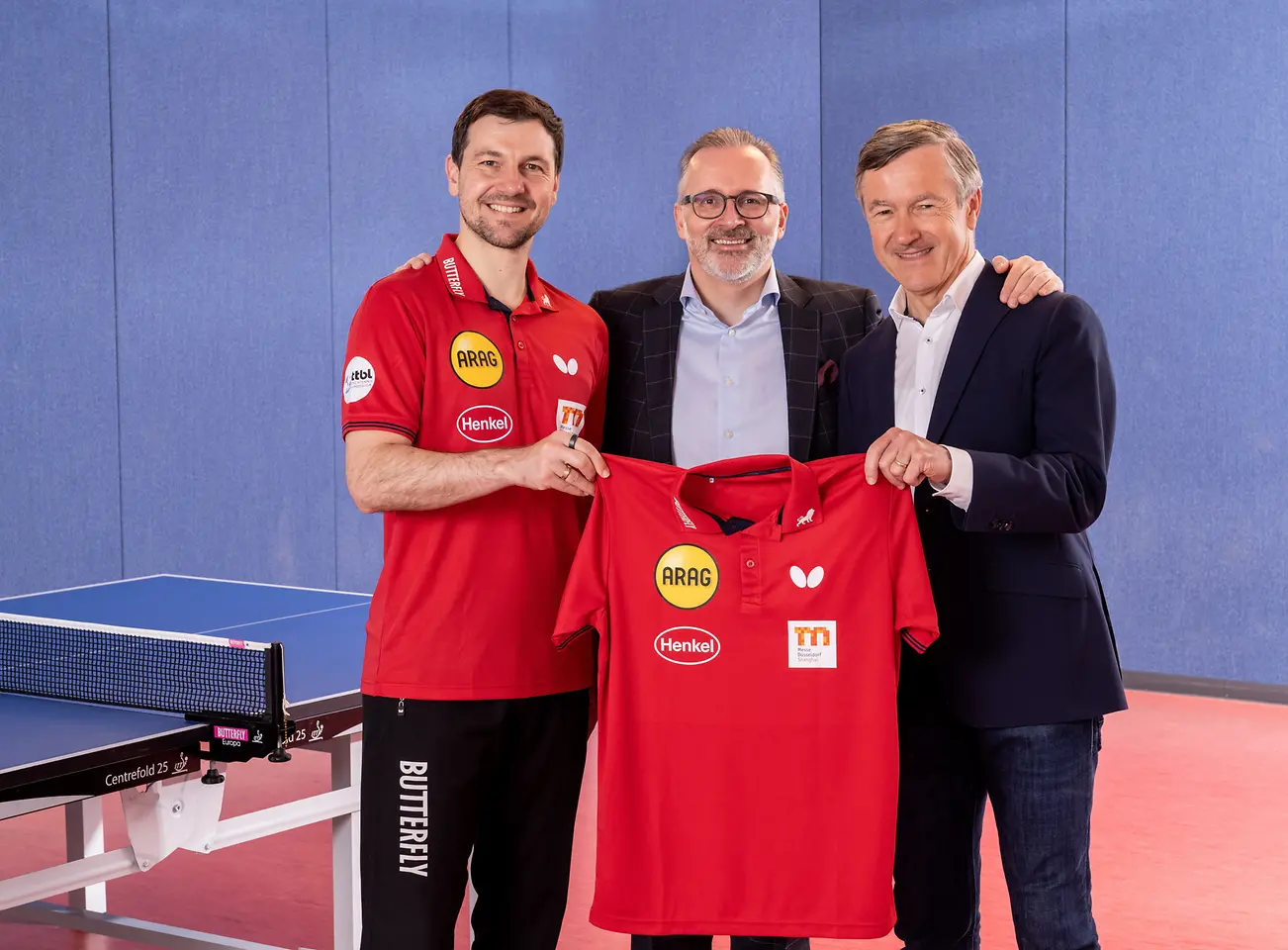 Henkel und Borussia Düsseldorf: Timo Boll, Carsten Knobel, Andreas Preuß (v.l.n.r.)