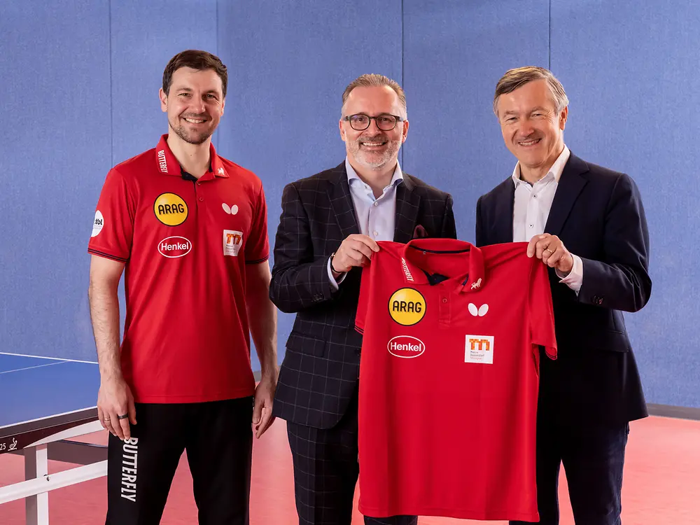 Henkel und Borussia Düsseldorf: Timo Boll, Carsten Knobel, Andreas Preuß (v.l.n.r.)