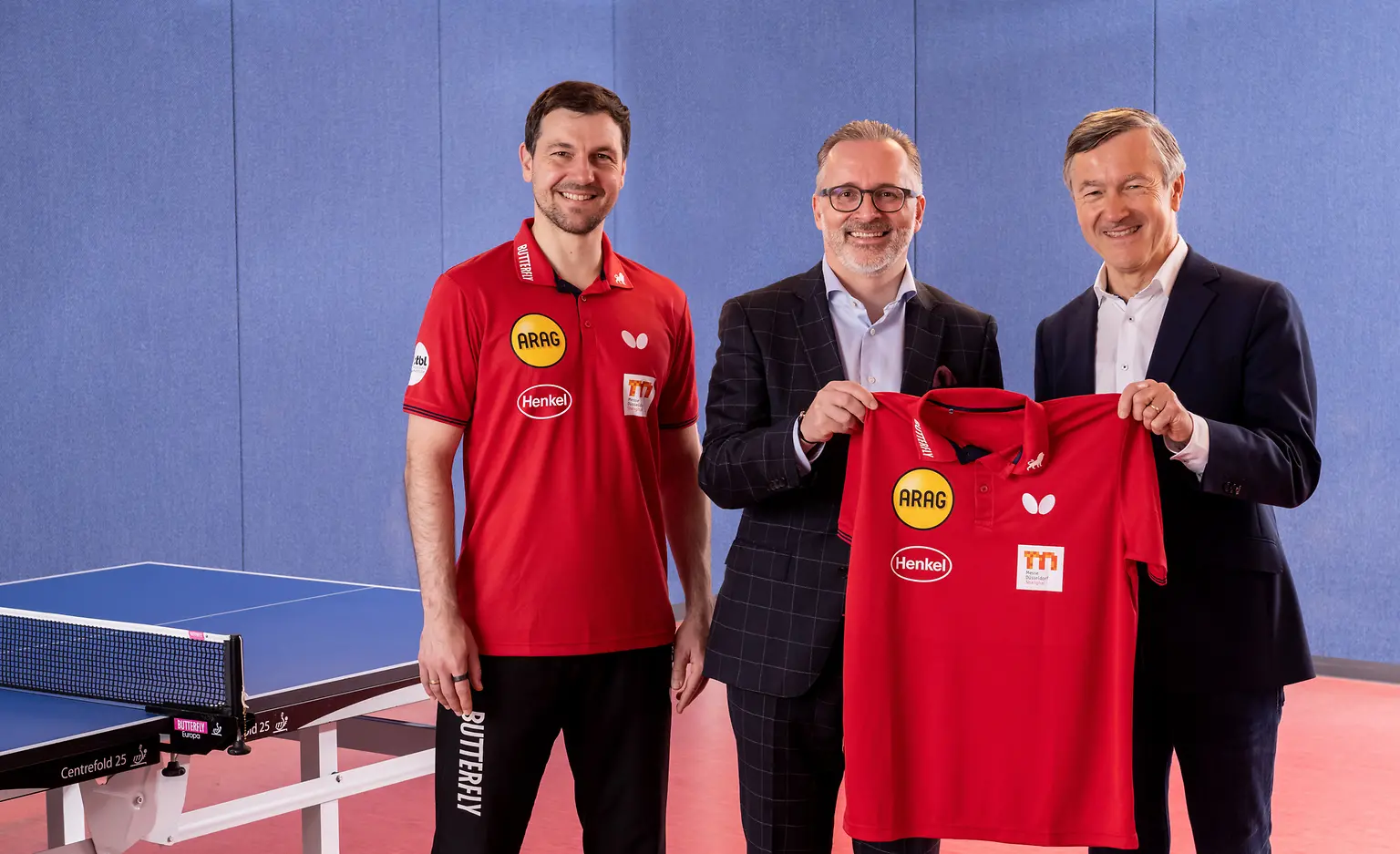 Henkel und Borussia Düsseldorf: Timo Boll, Carsten Knobel, Andreas Preuß (v.l.n.r.)