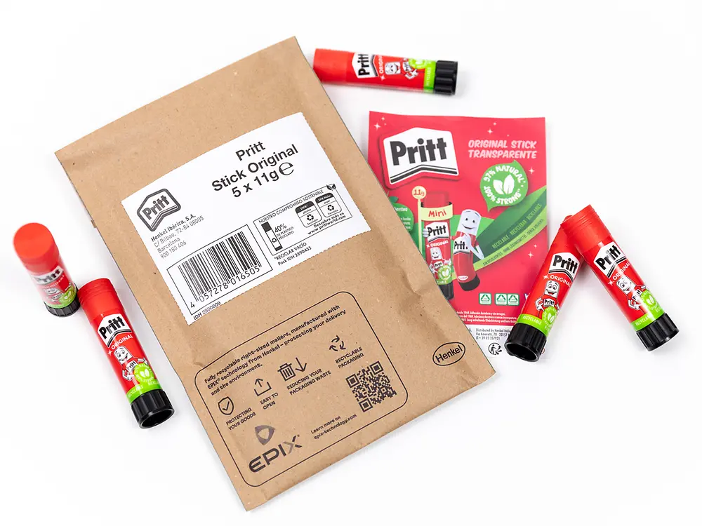 
E-Commerce-Kunden erhalten Pritt- und Loctite-Produkte in einigen Kanälen ab sofort in gepolsterten EPIX-Versandtaschen, die zu 90 Prozent aus recyceltem Papier bestehen und zu 92 Prozent recycelbar sind. 