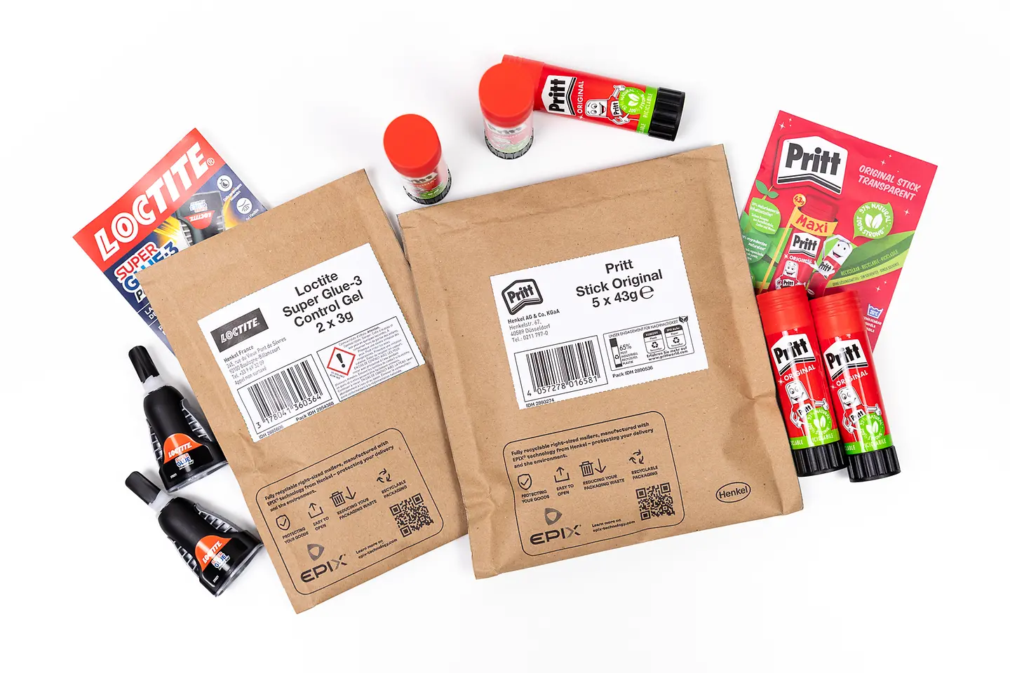 
E-Commerce-Kunden erhalten Pritt- und Loctite-Produkte in einigen Kanälen ab sofort in gepolsterten EPIX-Versandtaschen, die zu 90 Prozent aus recyceltem Papier bestehen und zu 92 Prozent recycelbar sind. 