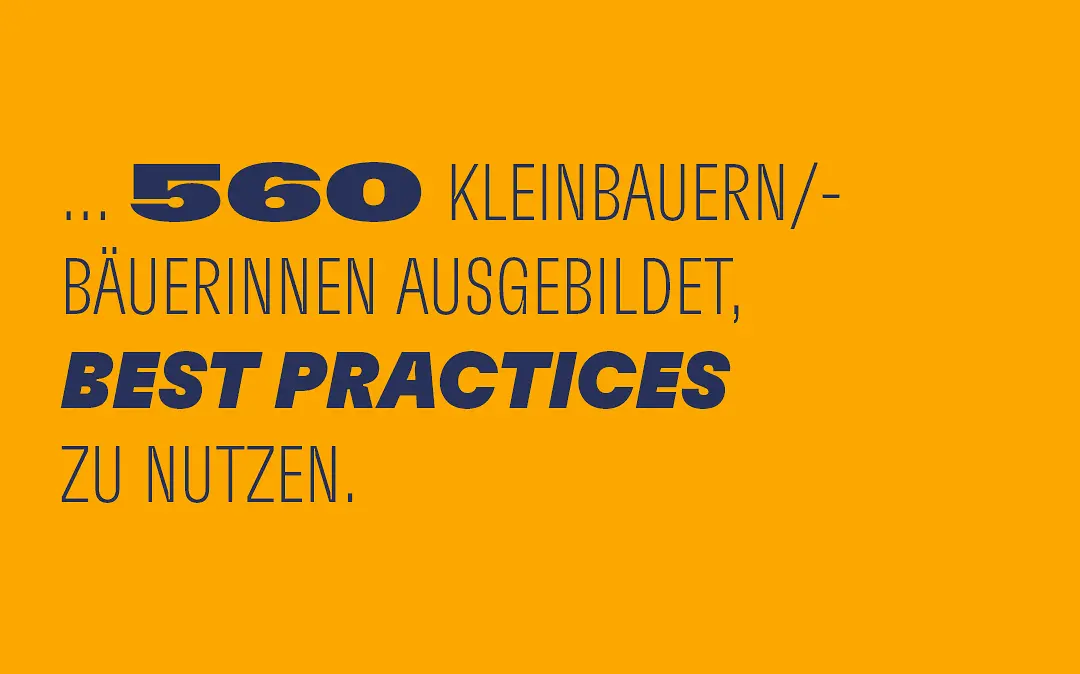 … 560 Kleinbauern/-bäuerinnen ausgebildet, Best Practices zu nutzen.