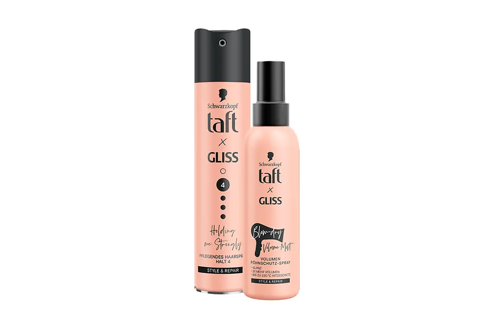 Schwarzkopf taft x GLISS Holding me Strongly Pflegendes Haarspray und Blow-dry Volume Mist 