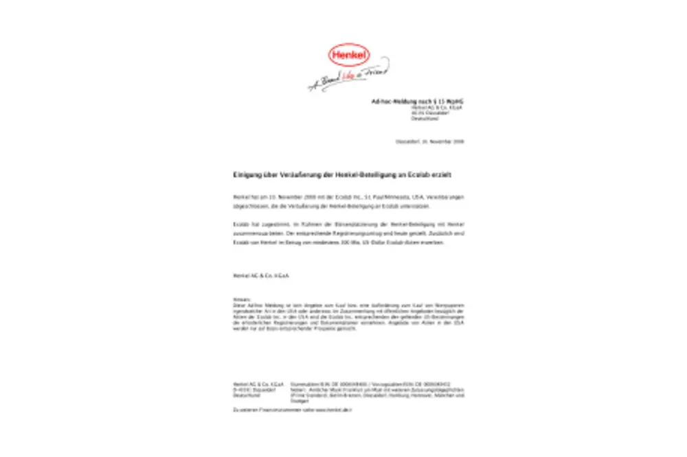 2008-11-10-adhoc-einigung-ueber-veraeußerung-der-henkel-beteiligung-an-ecolab-erzielt.pdfPreviewImage