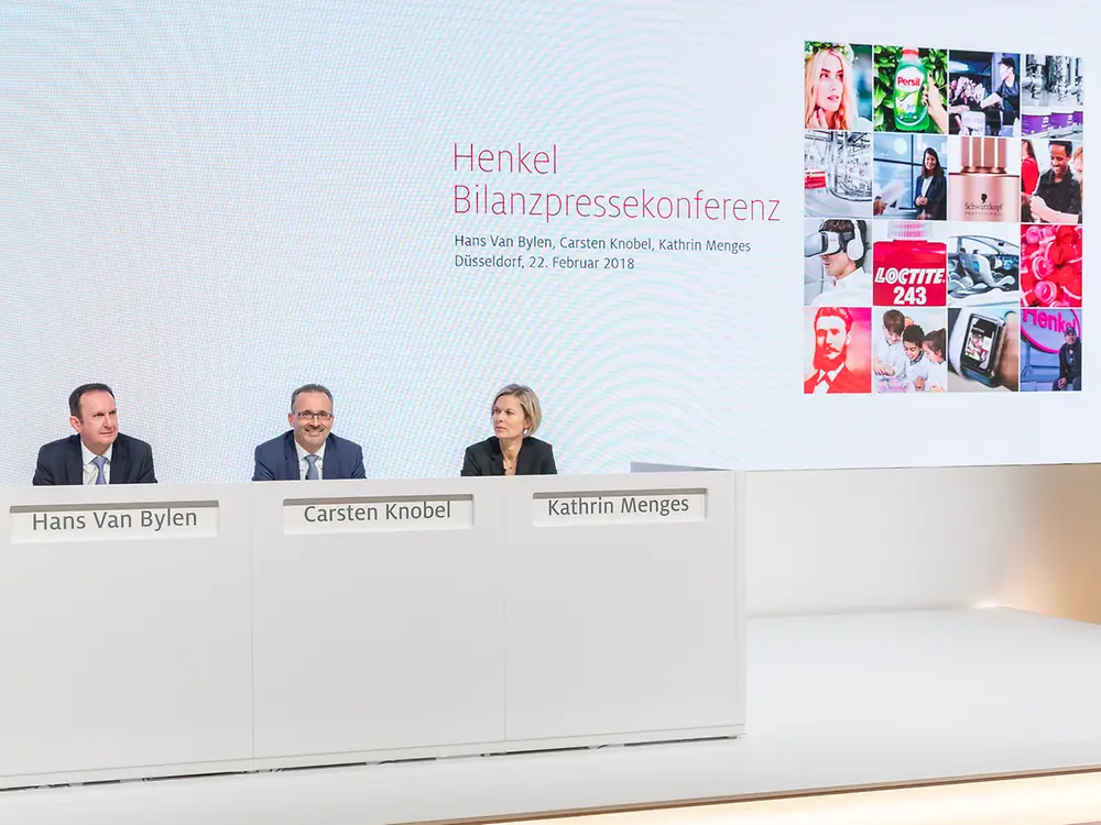 
CEO Hans Van Bylen, CFO Carsten Knobel and Kathrin Menges, Executive Vice President Human Resources