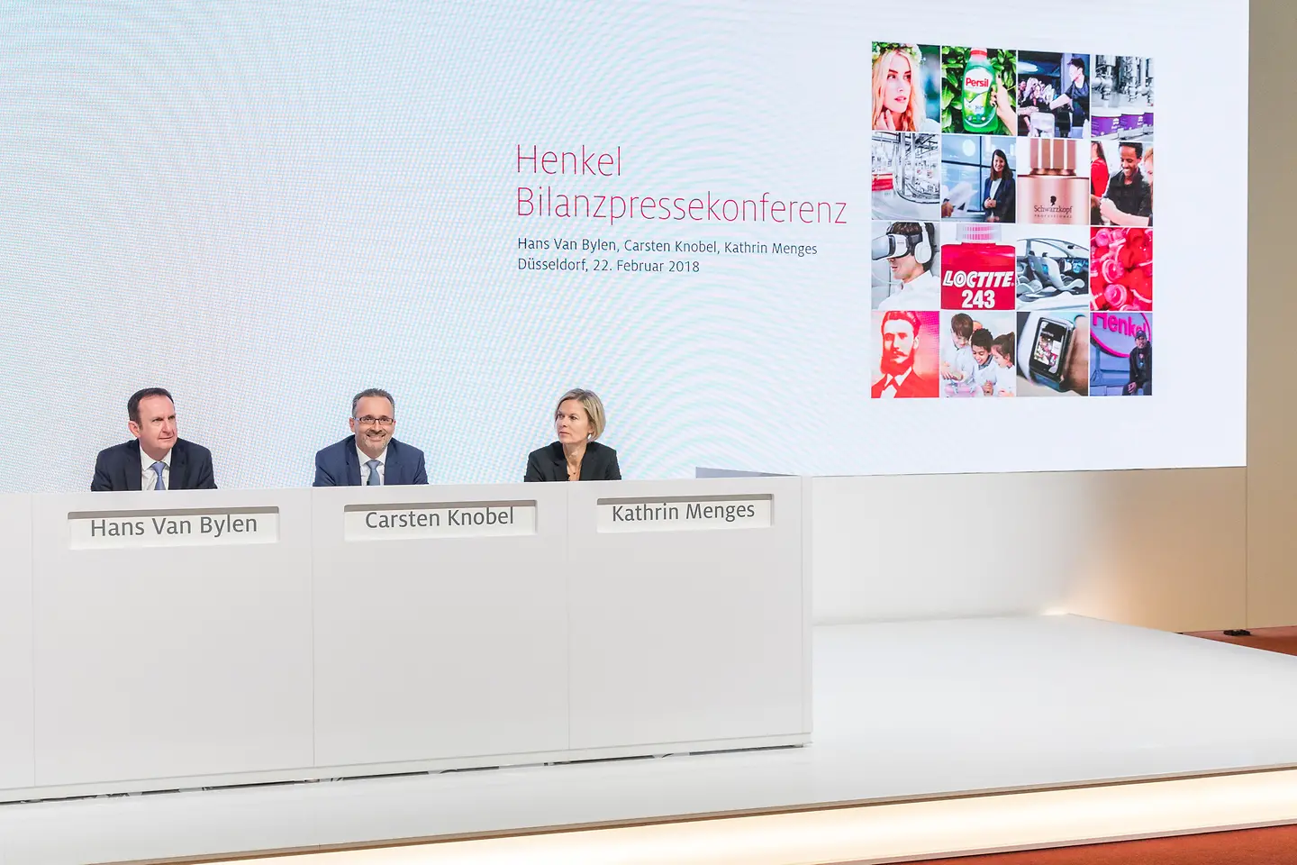 
CEO Hans Van Bylen, CFO Carsten Knobel and Kathrin Menges, Executive Vice President Human Resources