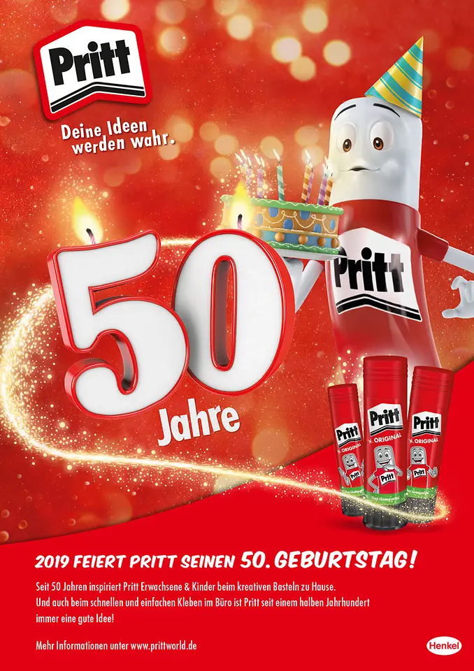 Eine Markenikone feiert Geburtstag – der Pritt Stift wird 50.